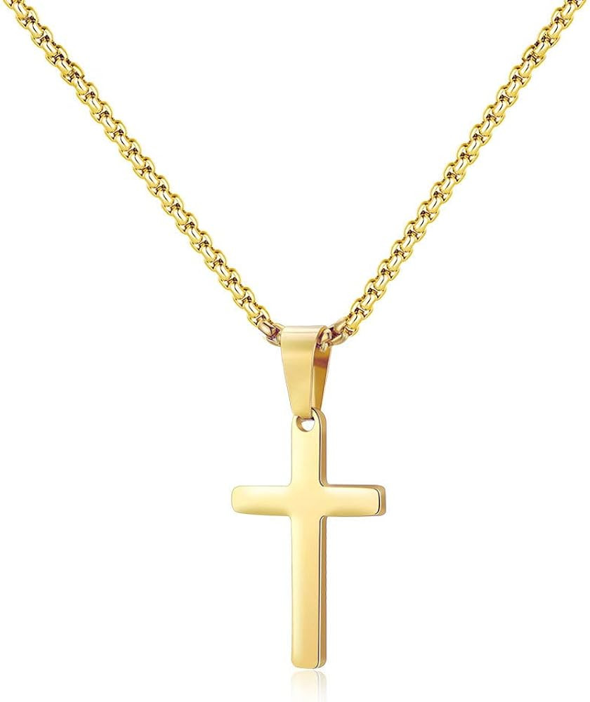 M MOOHAM Cross Necklace for Men - Stainless Steel Silver Gold Black Plain Cross Pendant Necklace ... | Amazon (US)