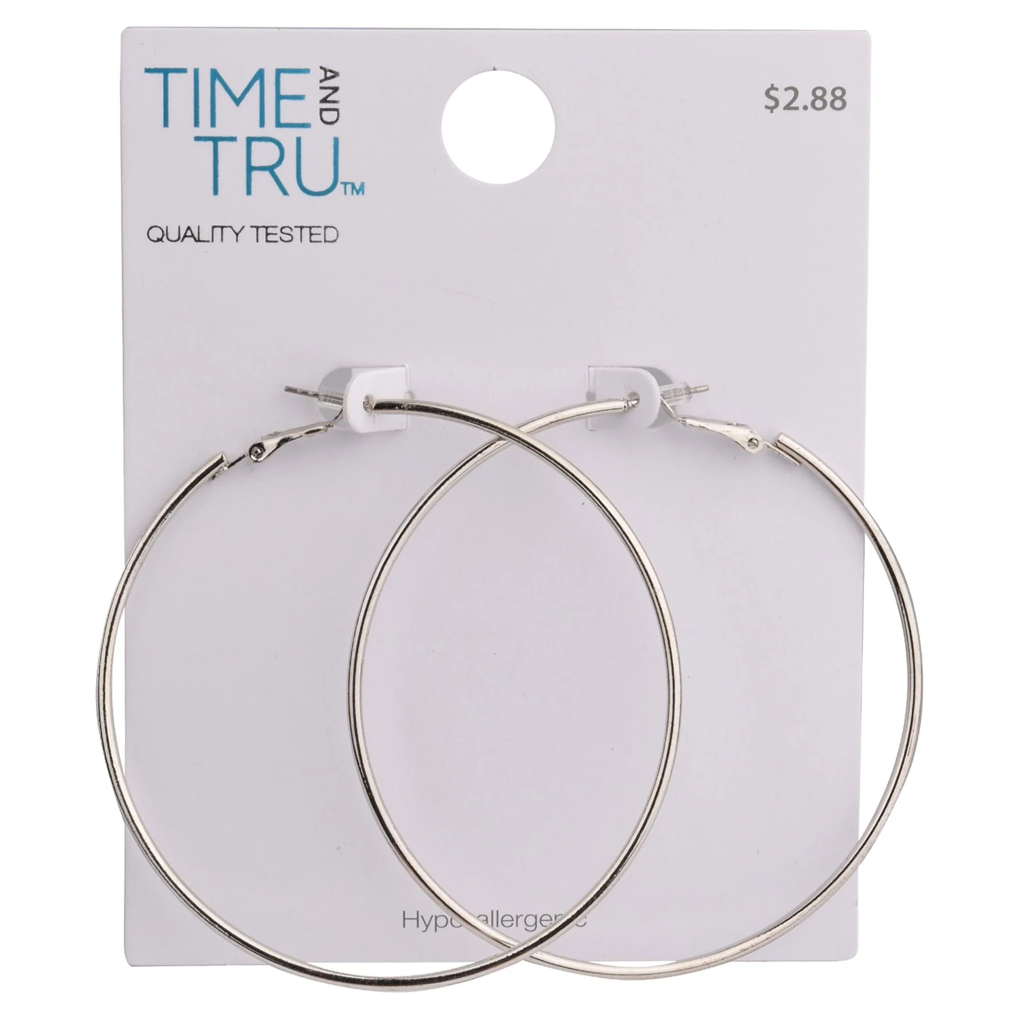 Time and Tru Silver-Tone Large Hoop Earrings | Walmart (US)