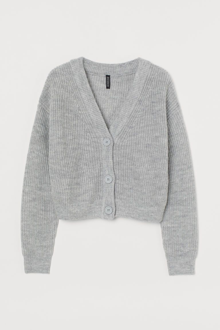 H & M - Cropped Cardigan - Gray | H&M (US + CA)