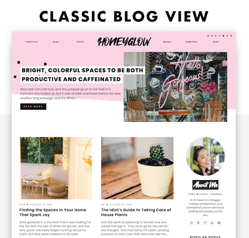 Honeyglow  Cute Wordpress Theme for Bloggers Coaches - Etsy Canada | Etsy (CAD)