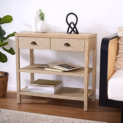 SAFAVIEH Home Collection Apis Raffia Drawer 2-Shelf Bookcase Console Table (Fully Assembled) CNS6603 | Amazon (US)