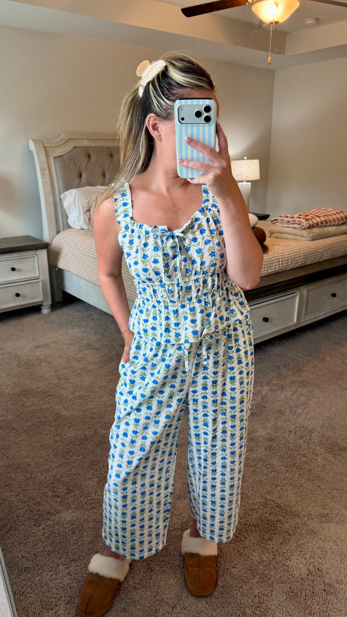 
Seersucker, target pajamas, wearing a size medium in both ￼

#LTKOver40 #LTKMothersDay #LTKgrwm