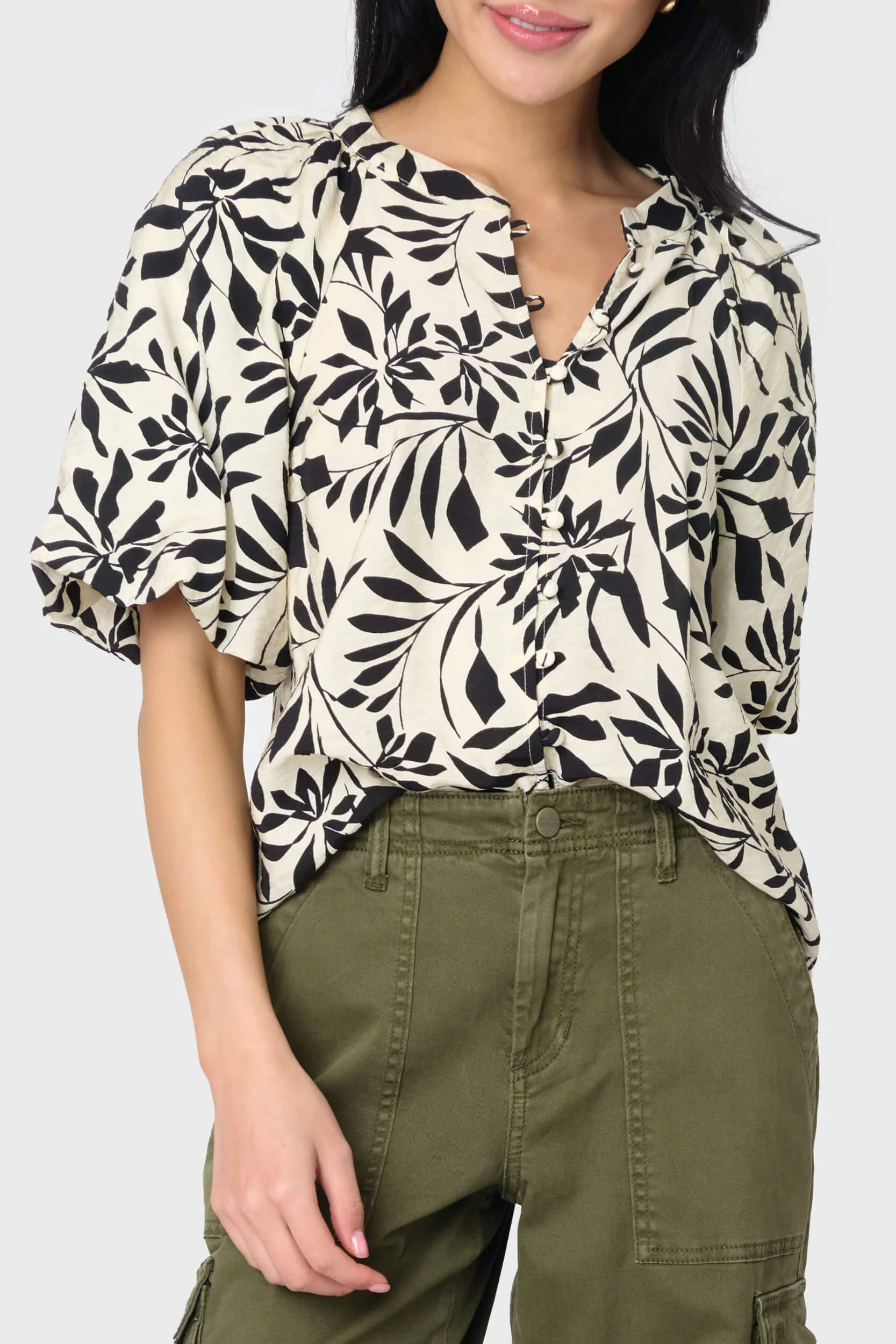 Playa Bell Sleeve Button Blouse | Gibson