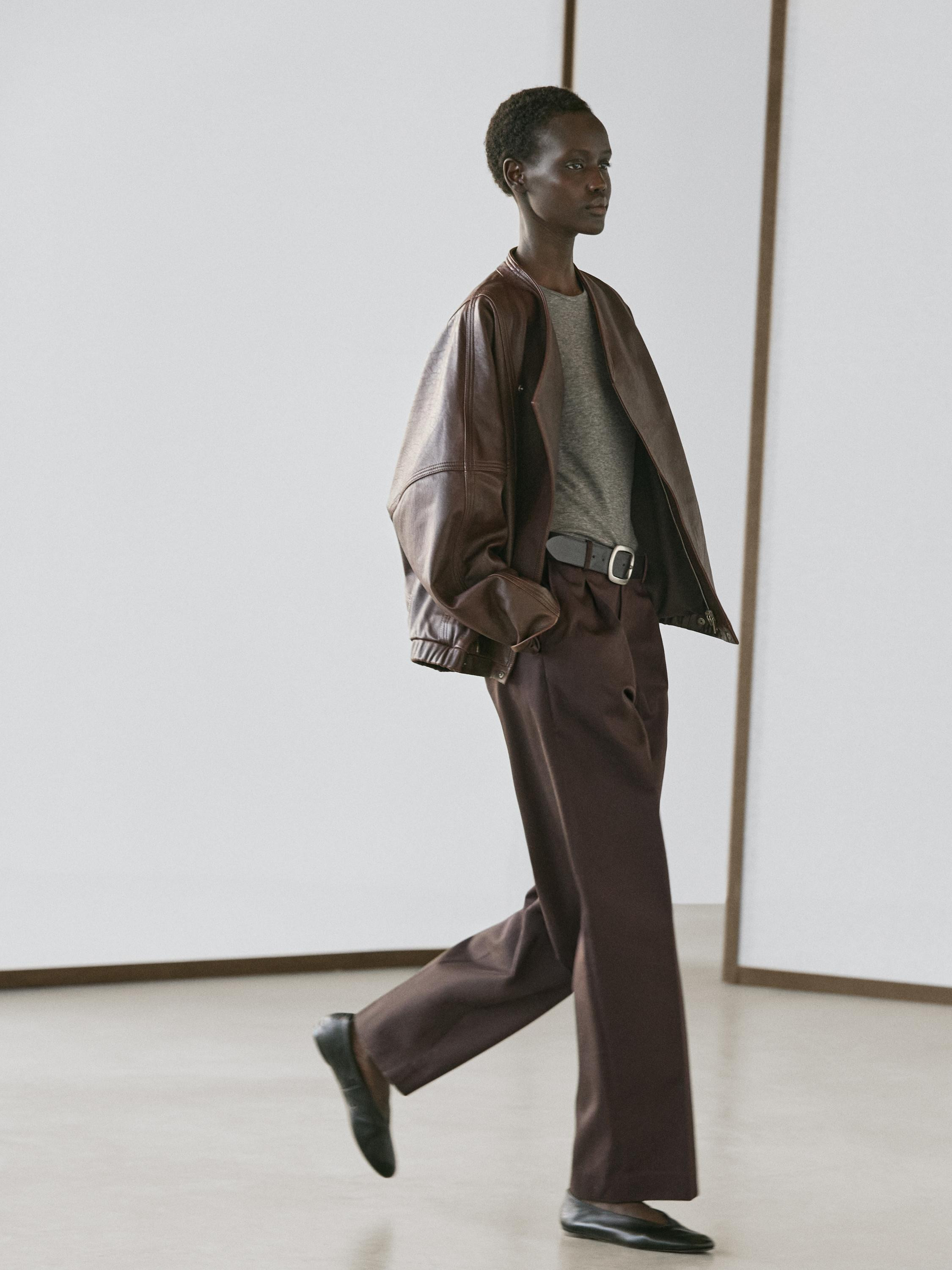 Calças de pinças de algodão | Massimo Dutti PT