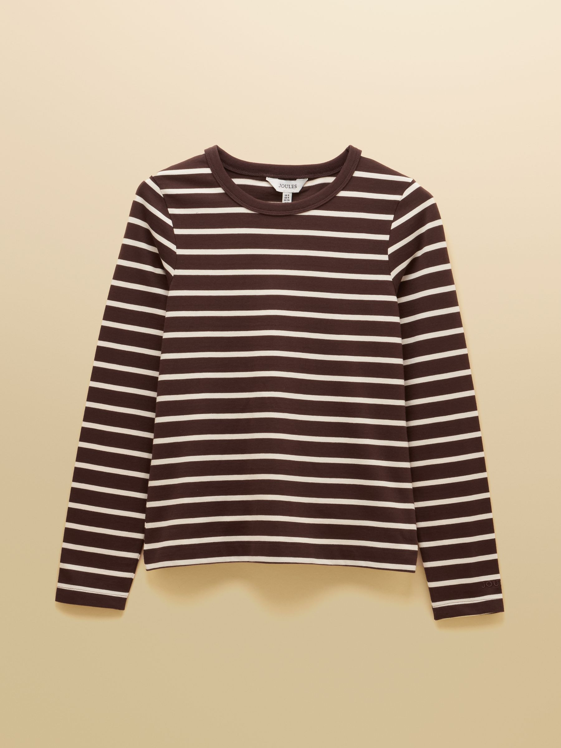 Isabella Chocolate Brown 100% Cotton Jersey Breton Top | Joules | Joules