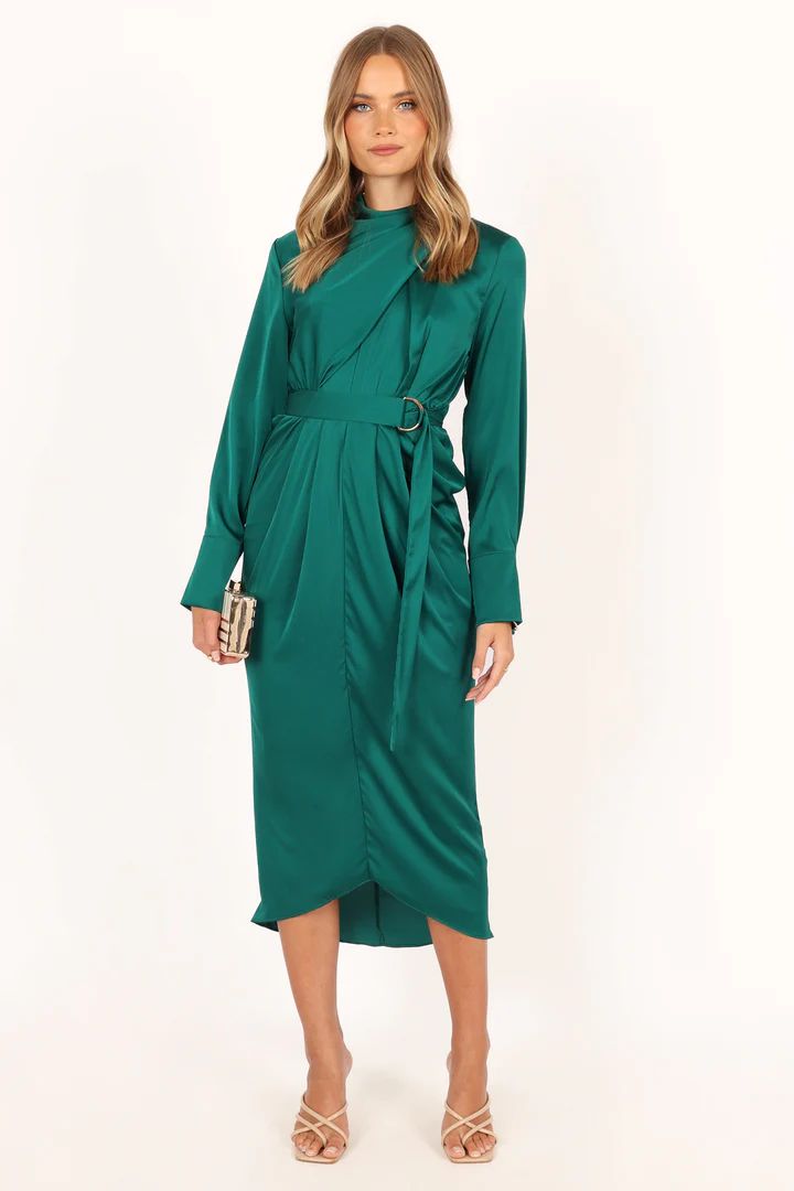 Dionne Long Sleeve Midi Dress - Emerald | Petal & Pup (AU)