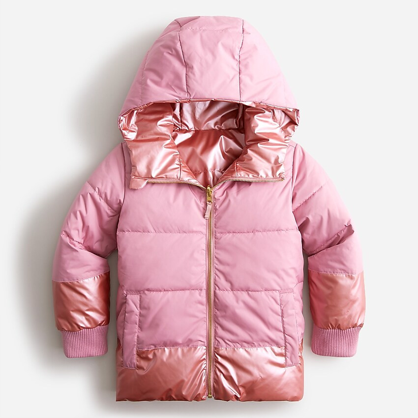 Girls' reversible metallic puffer jacket with PrimaLoft® | J. Crew US