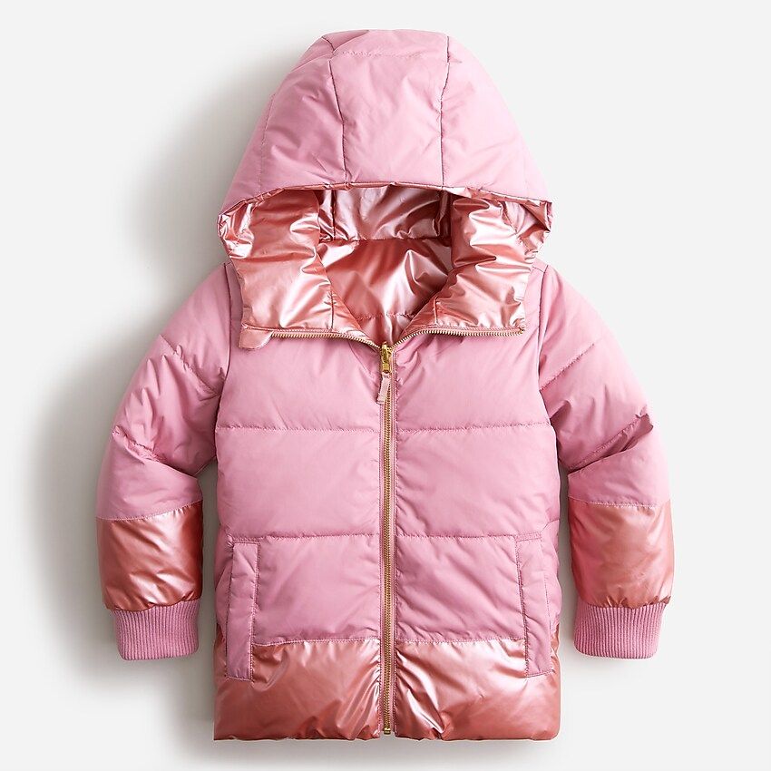 Girls' reversible metallic puffer jacket with PrimaLoft® | J.Crew US