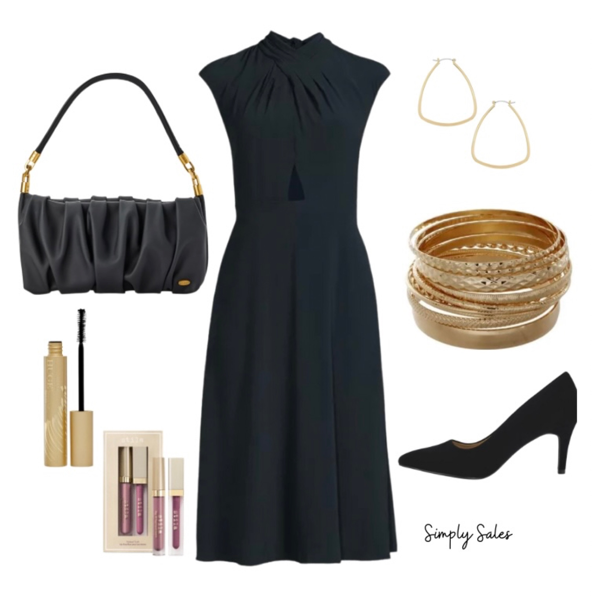 #WalmartPartner A classic holiday look for about $100. At that price, you might as well as refresh your makeup staples and snag my favorites from Stila Cosmetics. The high neck on this black cocktail dress makes this dress elegant and the small key hole opening is flattering on everyone. The scrunch detail on the hand bag makes it dressy enough for a night out but also cute for day to day  Earrings & bracelets for under $10? Yes, please! 

@walmart
#walmartfashion

#LTKitbag #LTKstyletip #LTKHoliday