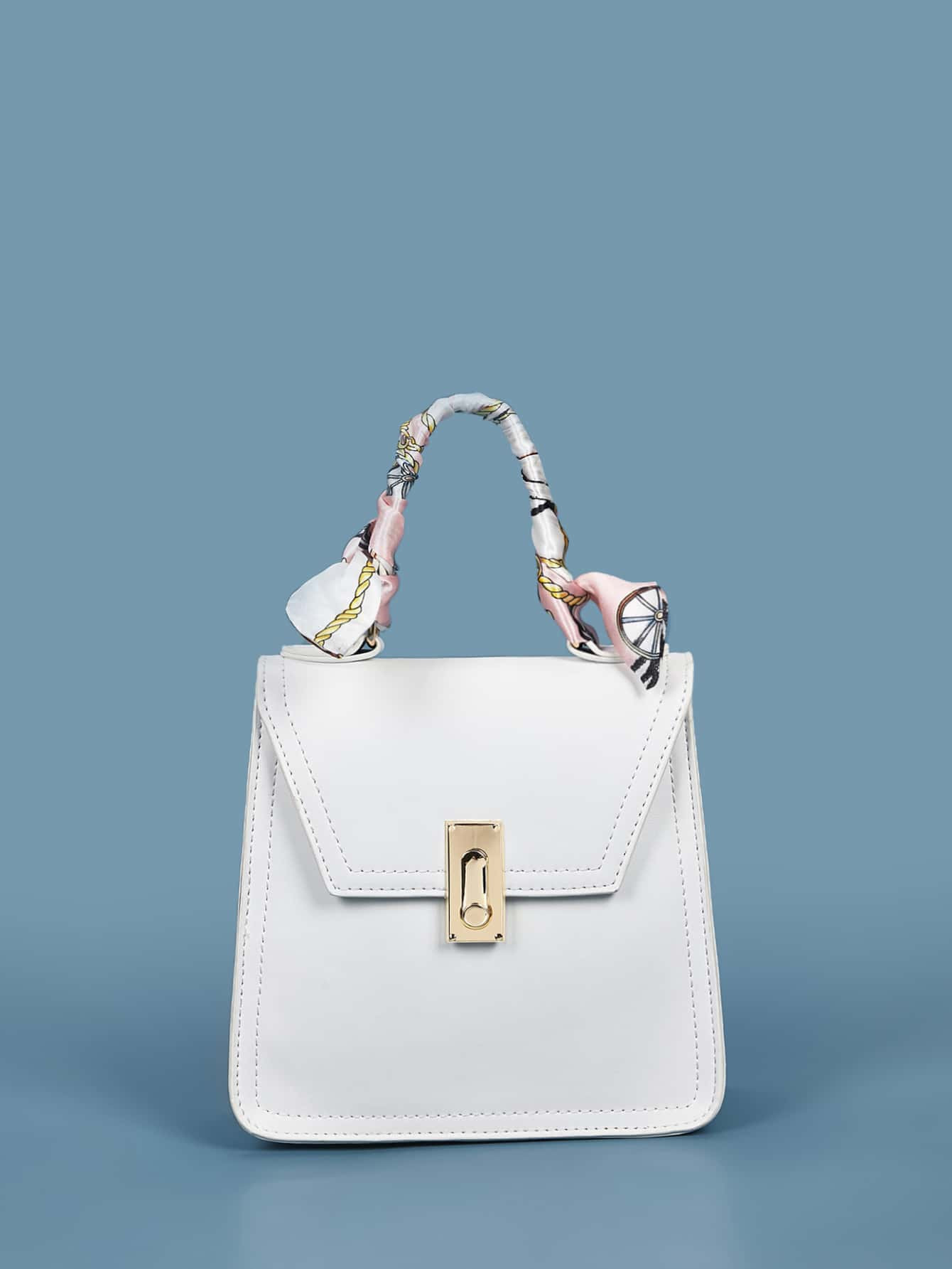 Twilly Scarf Handle Flap Satchel Bag | SHEIN