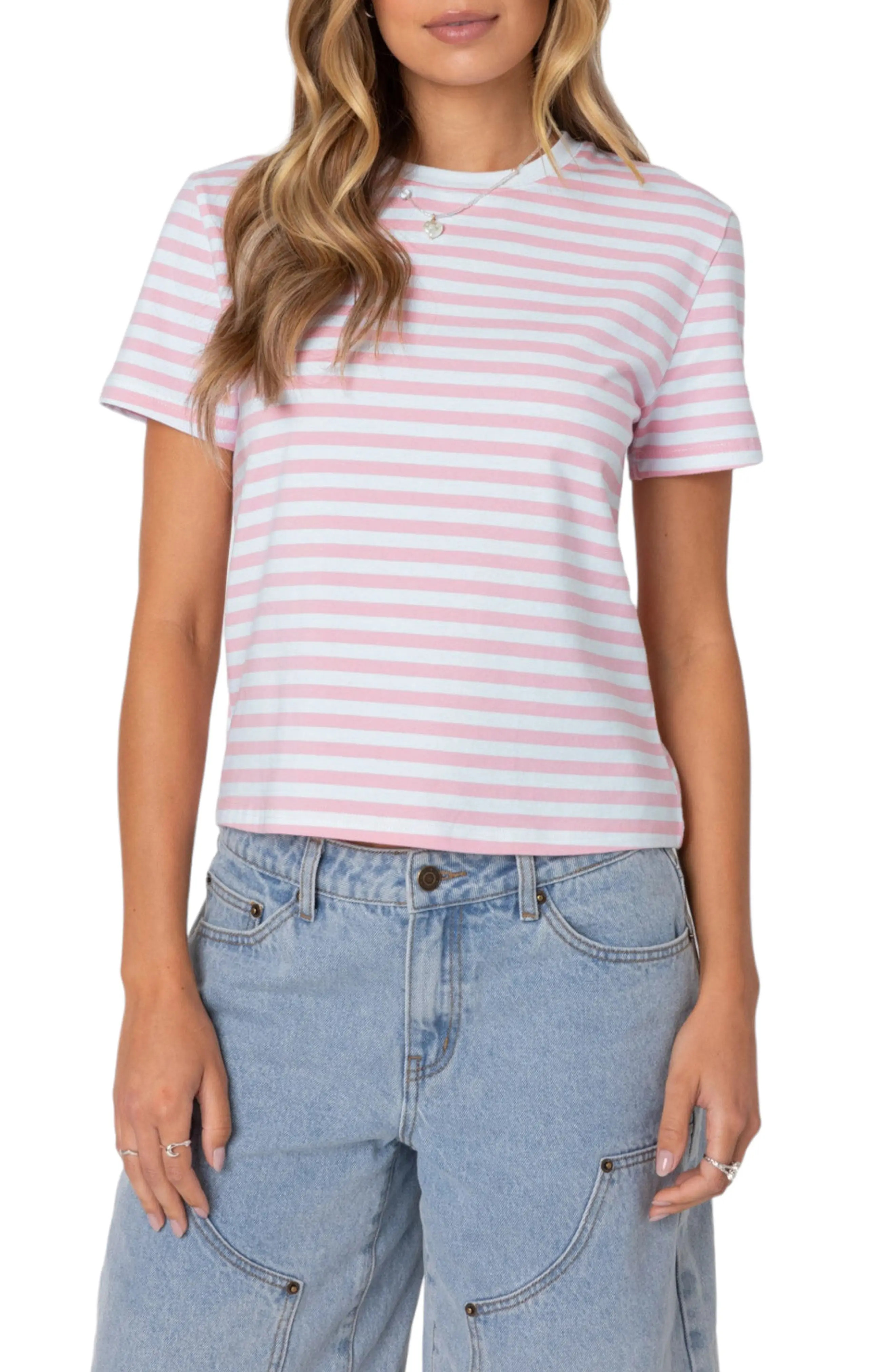 EDIKTED Callahan Stripe Stretch Cotton T-Shirt (Women) | Nordstrom | Nordstrom