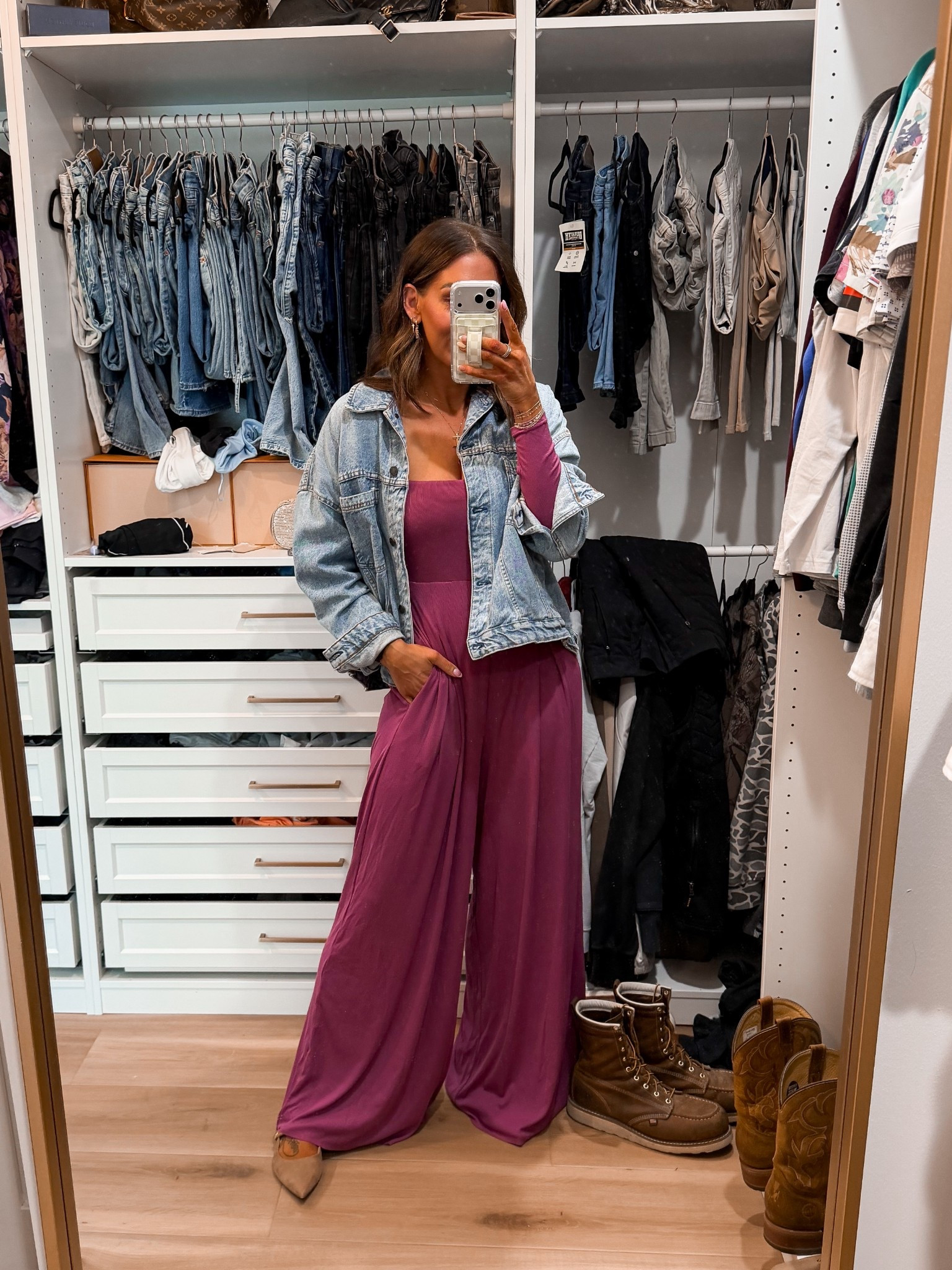 Jumper- small tall (has a built in bra!!)
Jean jacket-small

#LTKSaleAlert #LTKTall #LTKootd