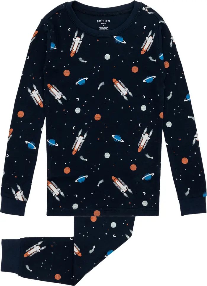 Kids' Celestial Glow in the Dark Fitted Organic Cotton Two-Piece Pajamas | Nordstrom