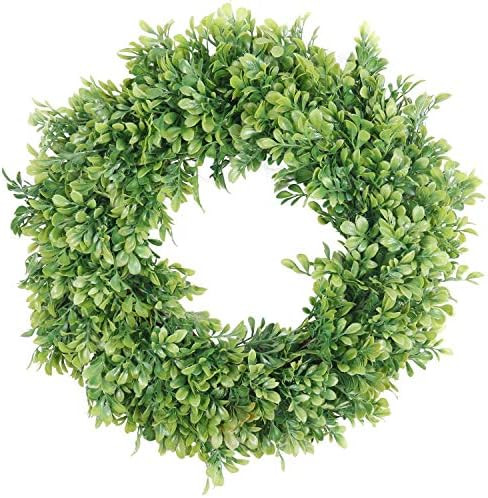 Pauwer Artificial Green Leaves Wreath 18" Boxwood Wreath Spring Summer Door Wreath for Front Door... | Amazon (US)