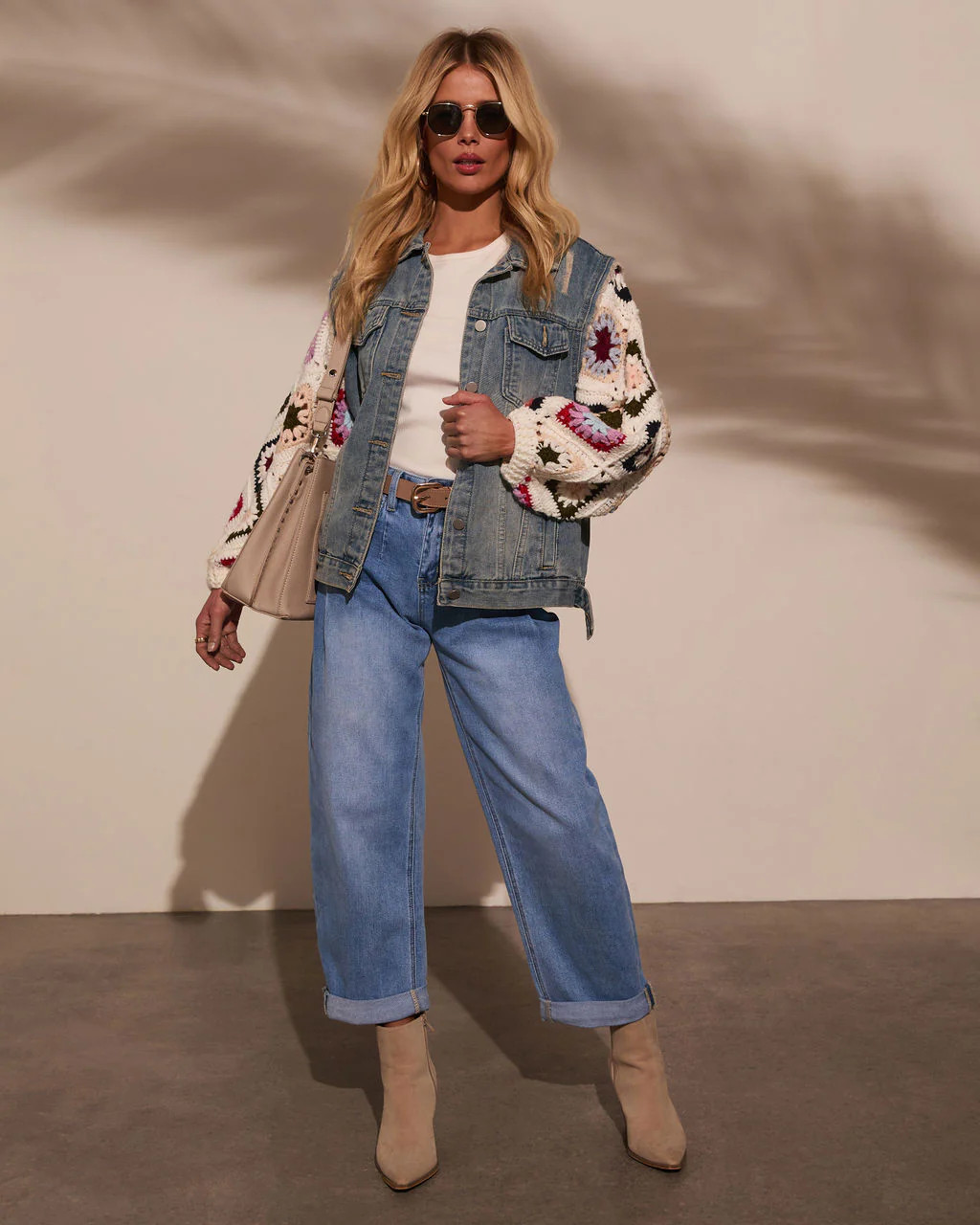 Alek Crochet Sleeve Denim Jacket | VICI