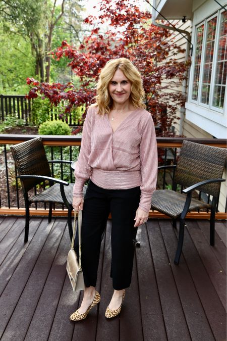 Adding some elegance to my birthday week 🎉 with this gorgeous top which was an early gift from my good friend Laura. 🩷 Pink and black is one of my favorite color combos so adding it to these wide leg cropped pants was a no brainer.  Head to my latest blog post to get the scoop on this outfit. Only 5 days and a wake up until 53! #pinkandblack #springstyle #pinkblouse #prettyinpink 

#LTKFindsUnder100 #LTKStyleTip #LTKOver40