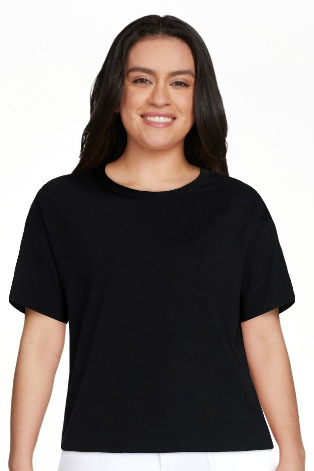 Time and Tru Women's Boxy Slub Tee with Short Sleeves, Sizes XS-XXXL | Walmart (US)