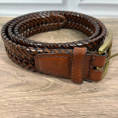 Dockers Braided Belt Mens 38 Brown Woven Leather Strap Brass Buckle | eBay US
