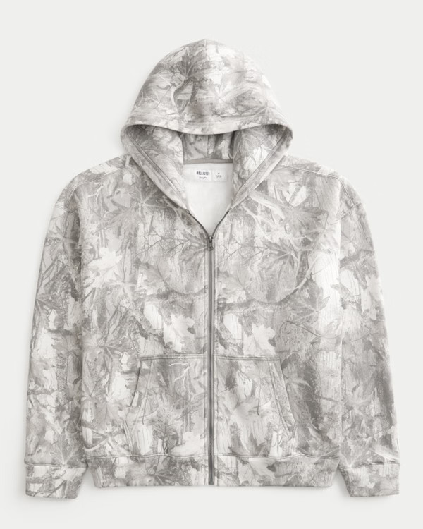 Men's Boxy Camo Zip-Up Hoodie | Men's Tops | HollisterCo.com | Hollister (US)