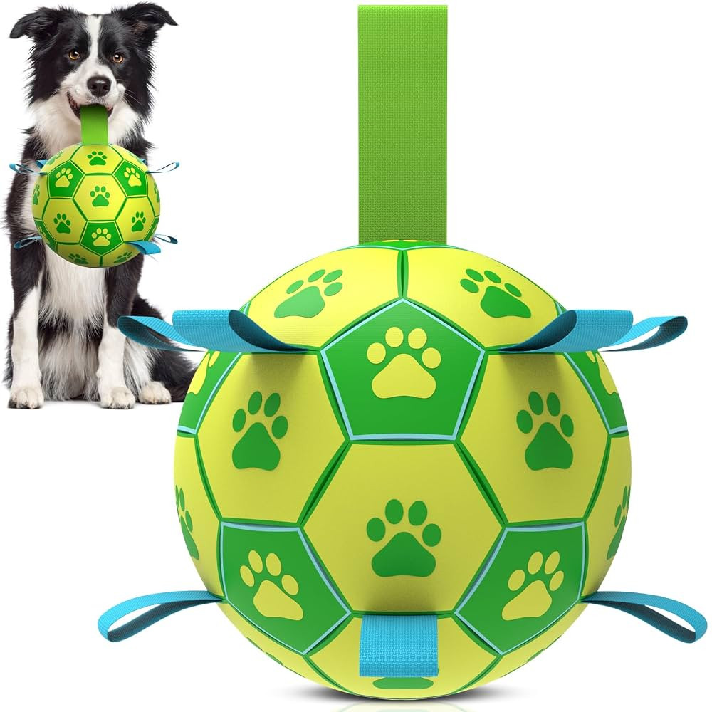 QDAN Dog Toys Soccer Ball - Durable Dog Balls with Strap for Medium Small Dogs, Puppy Birthday Gi... | Amazon (US)