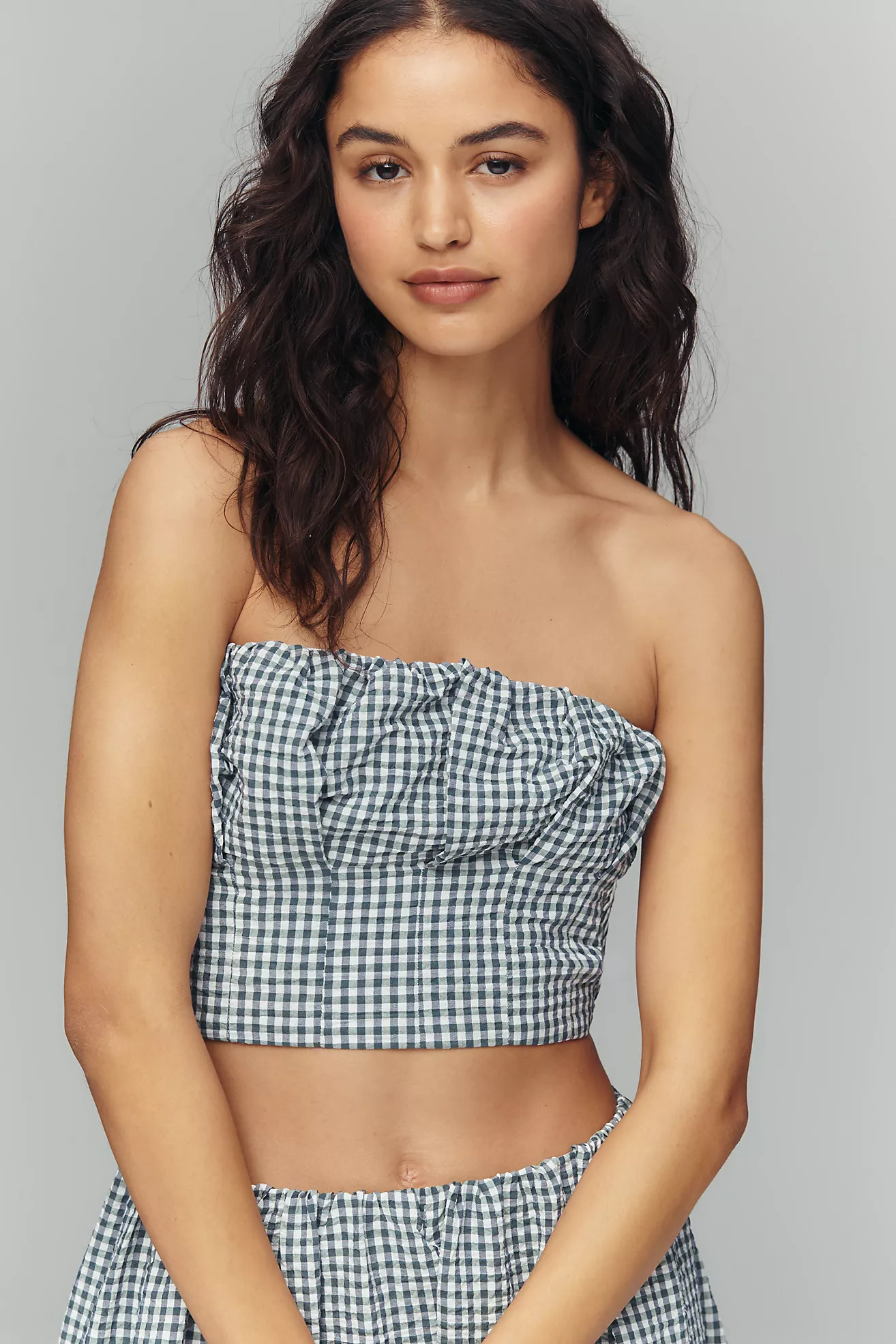 Maeve Gingham Bustier Top | Anthropologie (US)