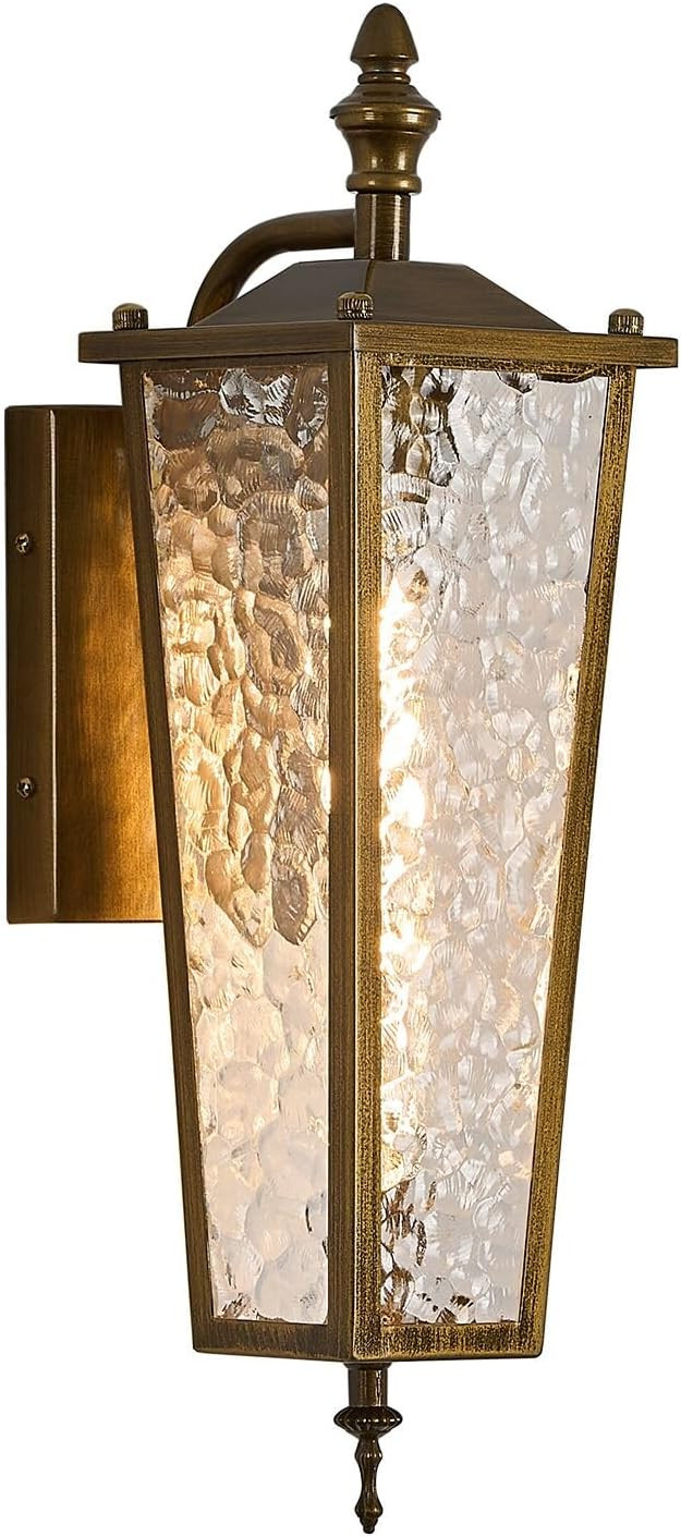 Outdoor Wall Light,Vintage Gold E26 Base 16.7in - Exterior Waterproof Lantern Metal with Clear Gl... | Amazon (US)
