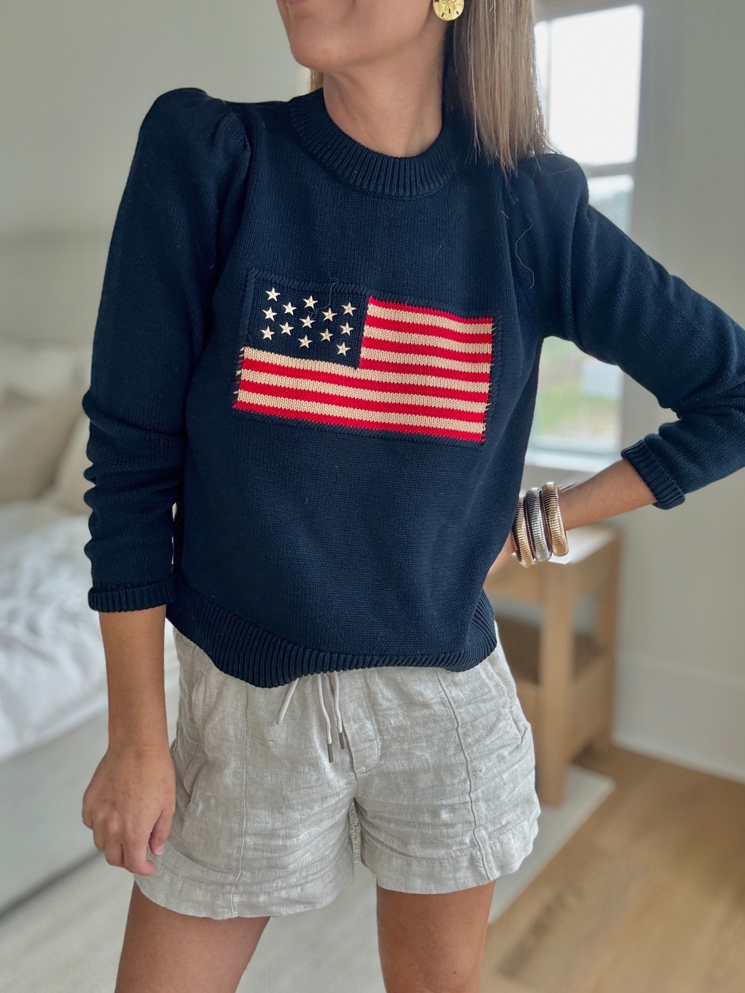 Flag sweater 
Americana 
Memorial Day 
Fourth of July