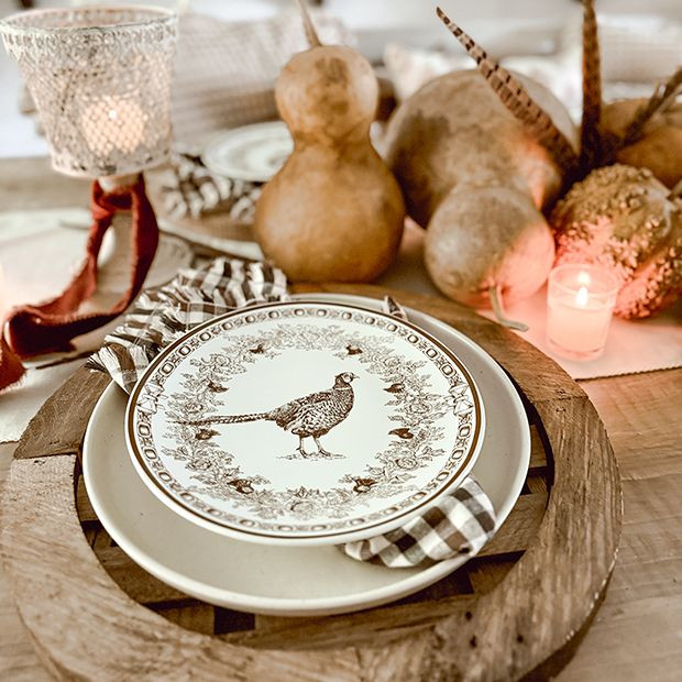 Pheasant Pattern Stoneware Side Plate Set of 4 | Antique Farm House