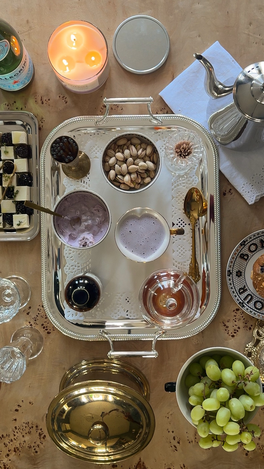 Shop today’s #teasday tea service!  I made a fancy blackberry feta checkerboard platter!  #springdecor #foodart #springfood #tea 

#LTKSeasonal #LTKHome