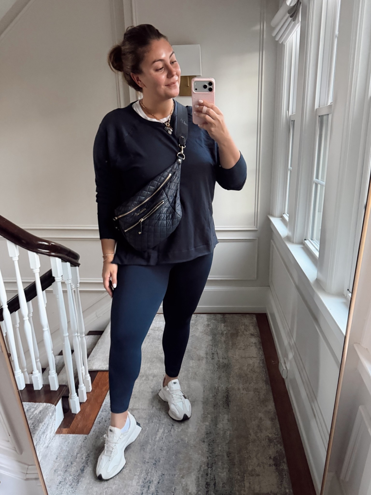 Athleisure OOTD - wearing size 1X in crewneck, XL in leggings, XXL Tall in tee.