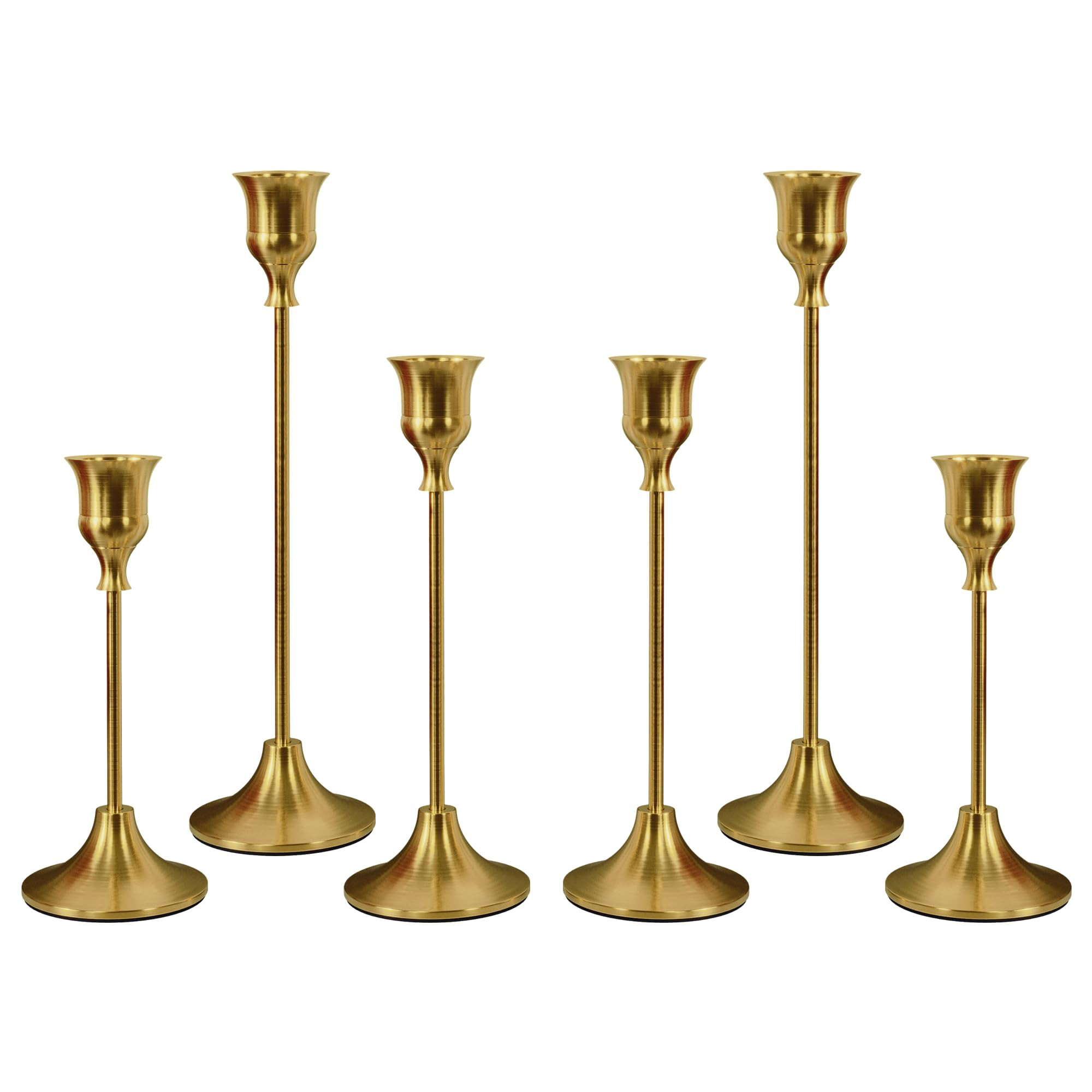 Set of 6 Brass Gold Candle Holders for Taper, Vintage Candlestick Holder Decorative Metal Candle ... | Amazon (US)