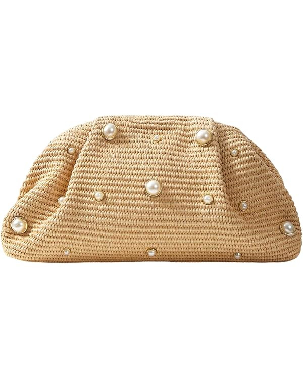 QWINEE Women's Woven Evening Bag Dumpling Clutch Purse No Strap Handbags Elegant Faux PU Leather ... | Amazon (US)