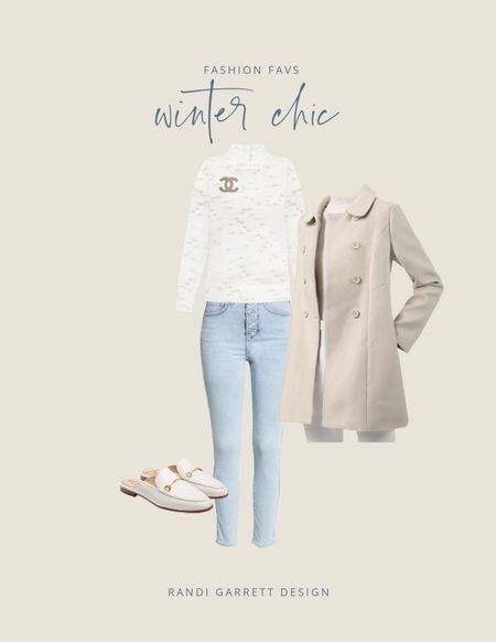 Winter Chic outfit Peter Pan collar coat White mules Veronica beard jeans on sale designer look for less

#LTKunder50 #LTKshoecrush #LTKsalealert