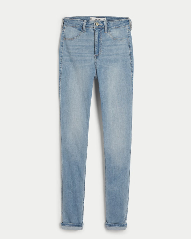 Curvy High-Rise Light Wash Jean Leggings | Hollister (US)