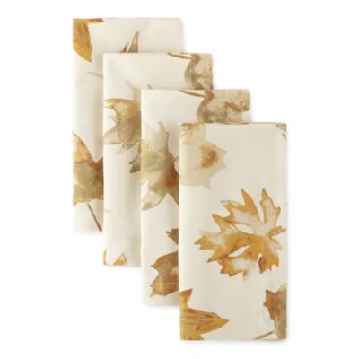 new!Linden Street Amber Glow Watercolor Leaves 4-pc. Napkins | JCPenney