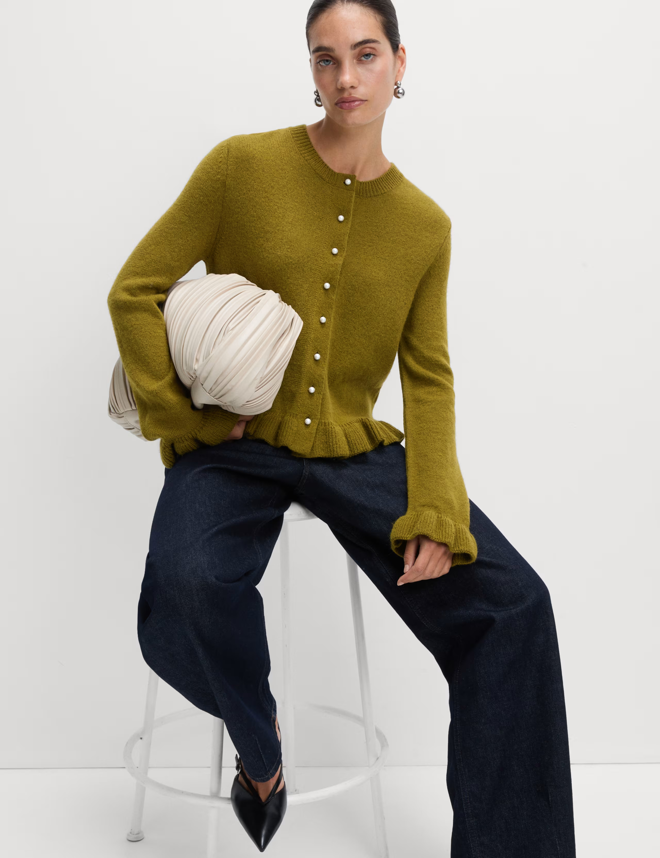 Textured Frill Detail Cardigan with Wool | Marks & Spencer (UK)