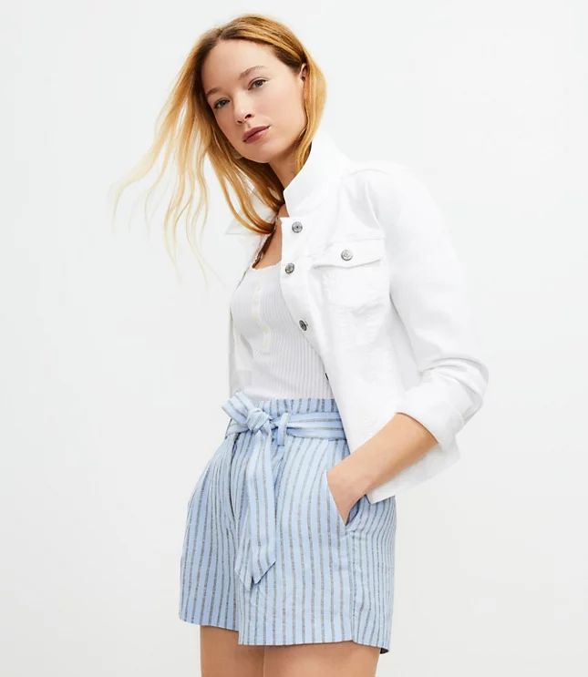 Paperbag Shorts in Stripe | LOFT