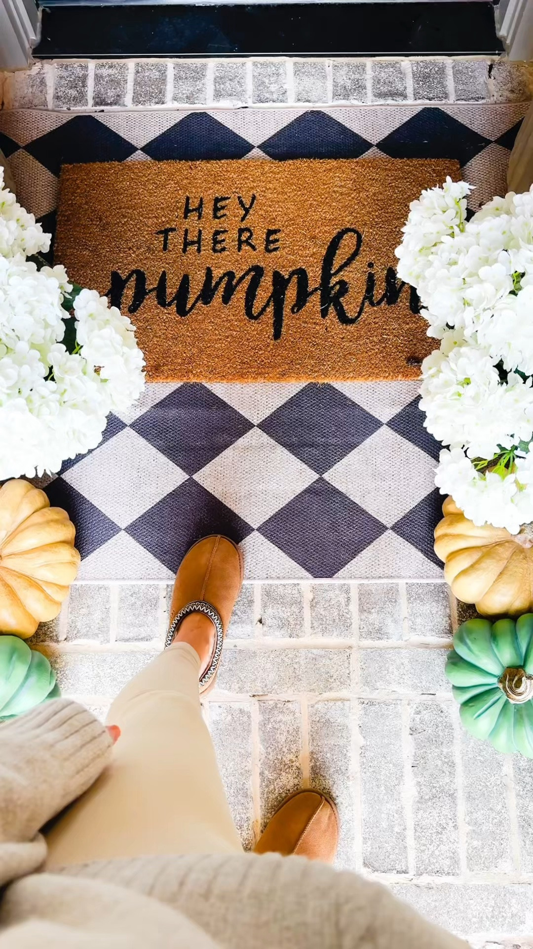 Fall front porch decor is officially up and I love how cozy this little entryway turned out! 🍂 I kept this fall porch simple with layered doormats, neutral and green pumpkins, oversized white florals and warm fall colors for an easy seasonal look that still works with my neutral home style.

If you’re looking for fall front porch decorating ideas, simple fall porch decor, pumpkin porch decor, layered doormat ideas, checkered mat, fall doormat, fall porch, fall decor, cozy fall home decor, neutral fall decor or affordable fall decorating ideas, I linked everything I could from this space. This is such an easy way to create a welcoming fall entryway without completely changing your everyday decor.

#LTKHome #LTKSaleAlert #LTKSeasonal