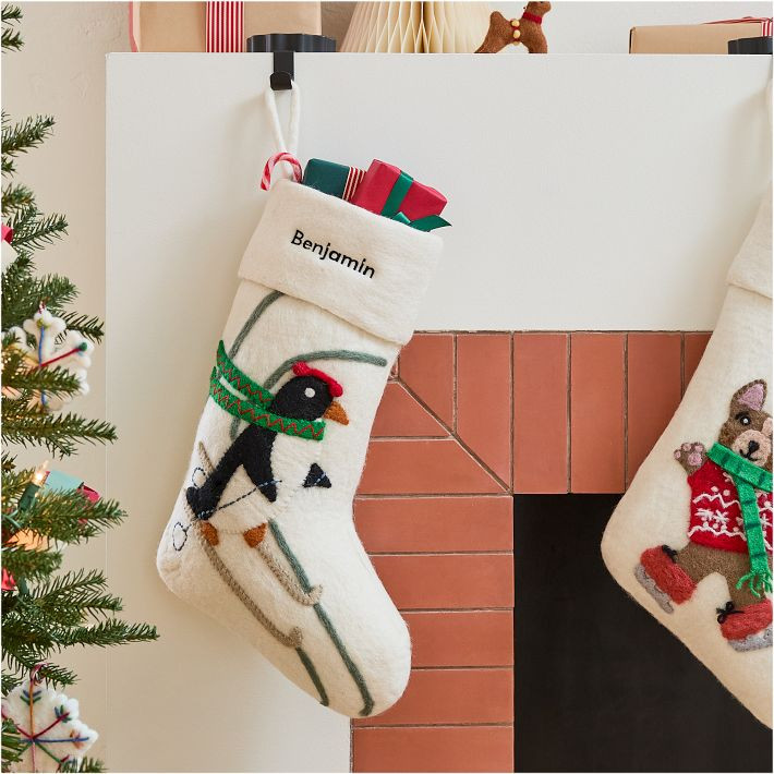 Felt Penguin Skiing Stocking | West Elm (US)