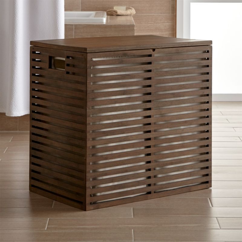 Dixon Large Bamboo Hamper with Liner + Reviews | Crate and Barrel | Crate & Barrel