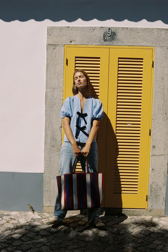 LINEN TIE BLOUSE | Zara US