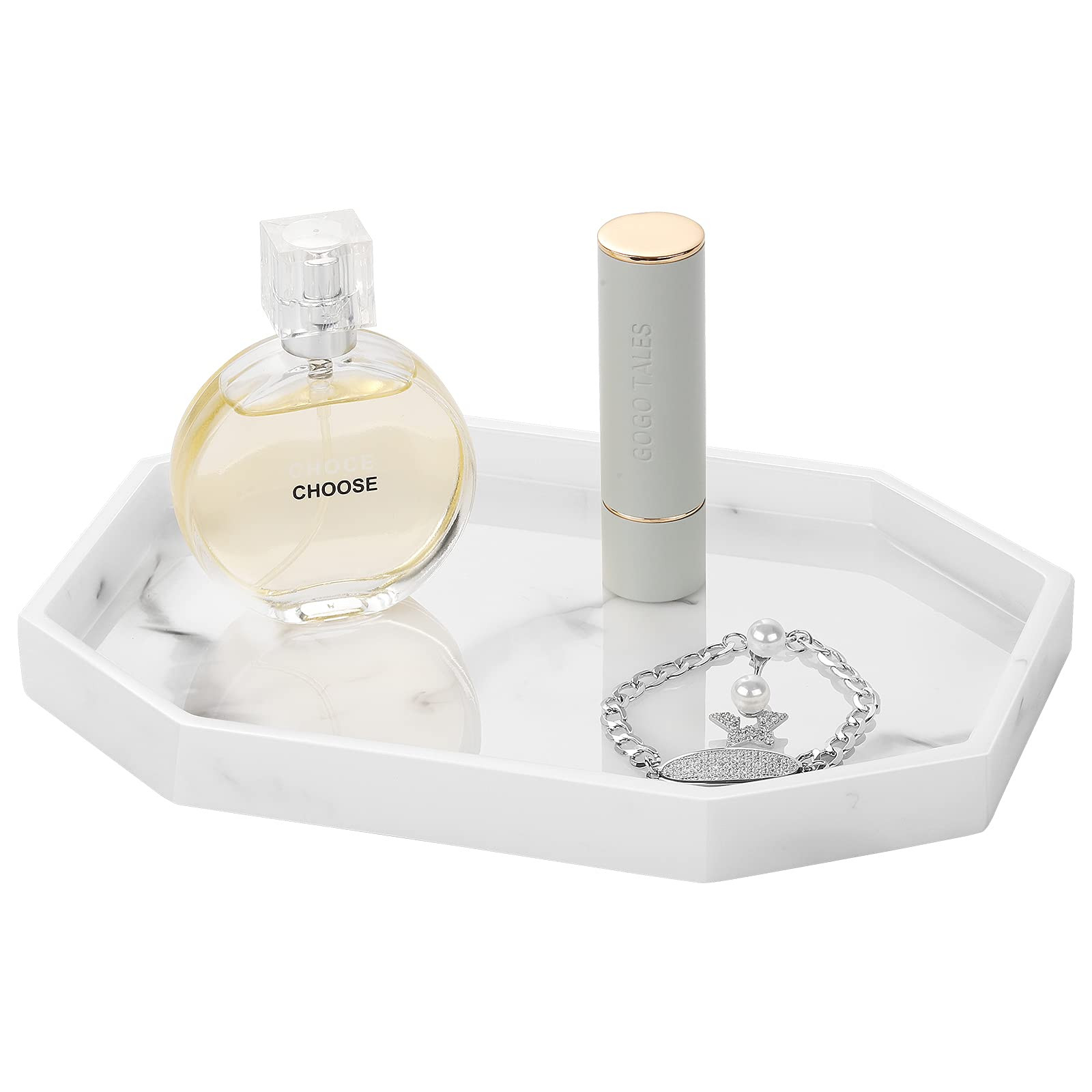 Shinowa 8" Small Octagon Bathroom Vanity Tray, Resin Decorative Perfume Tray Jewelry Ring Dish Tr... | Amazon (US)