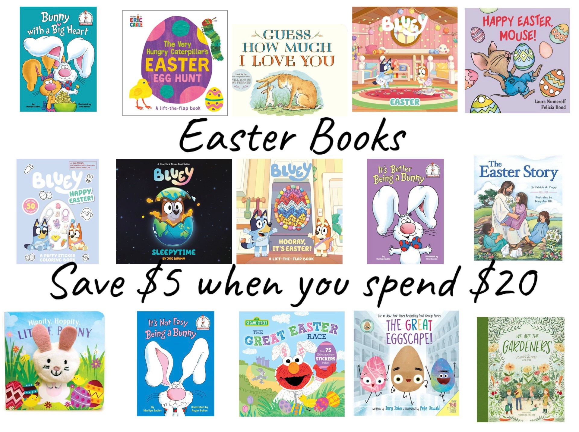 Save $5 when you spend $20 on select books! Perfect for Easter baskets!
.


#LTKKids #LTKFamily #LTKGiftGuide