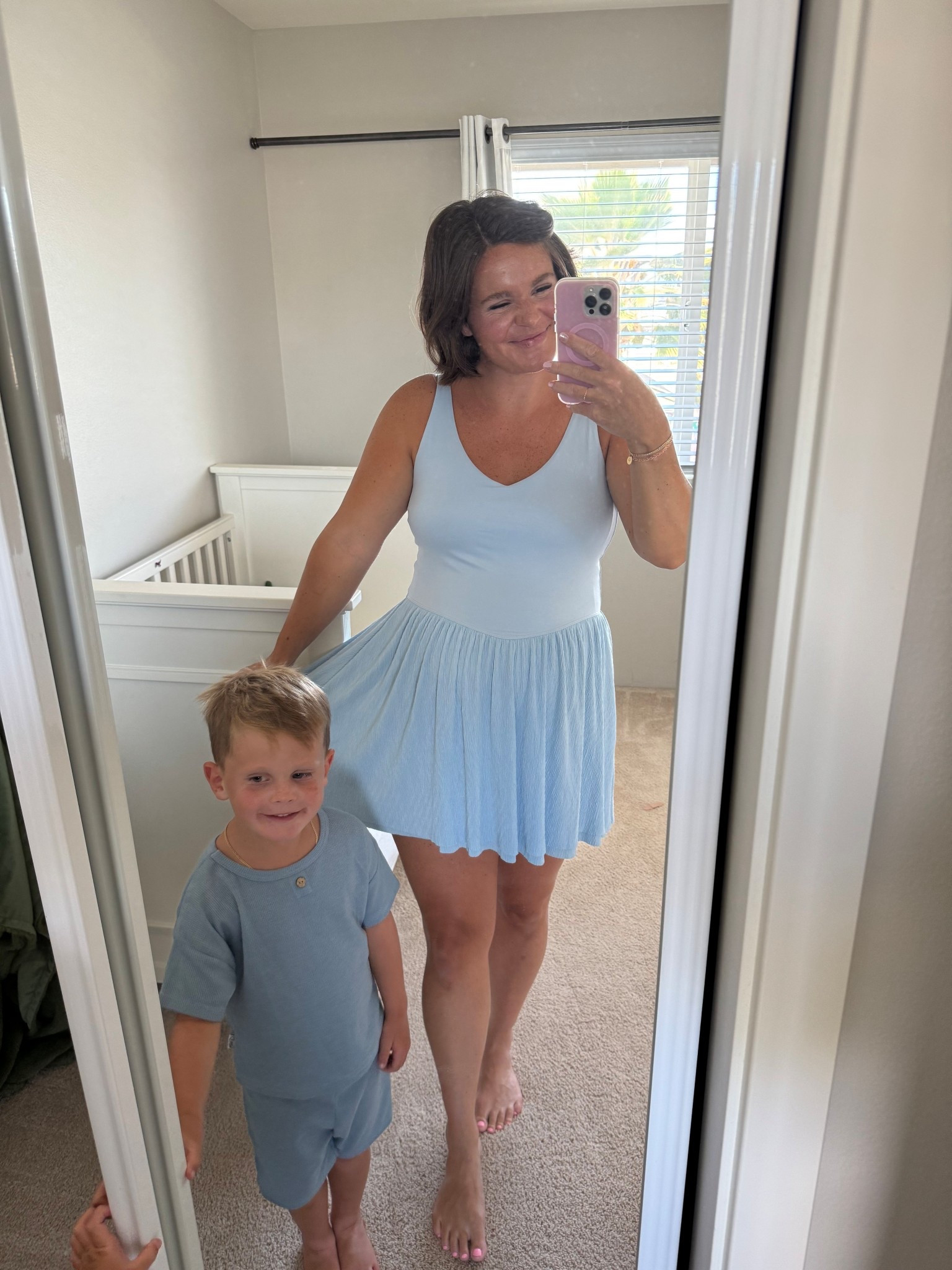 cutest active dress ever! I’m 5’7” 200 lbs wearing a size large. Runs true to size! 