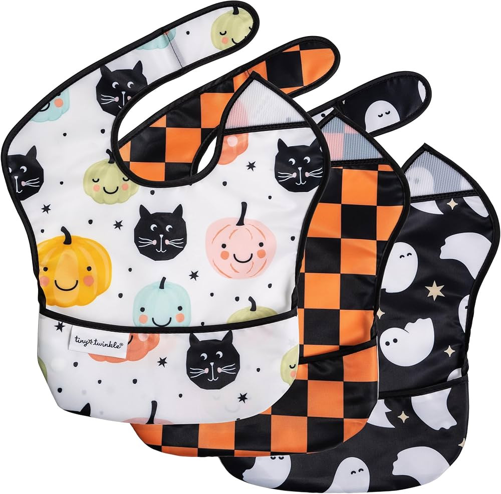 Tiny Twinkle Mess Proof Baby Bibs for Eating - Waterproof, Wipeable Bibs - Toddler Bibs - Travel ... | Amazon (US)