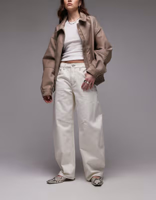 Topshop barrel leg jean in off white | ASOS (Global)