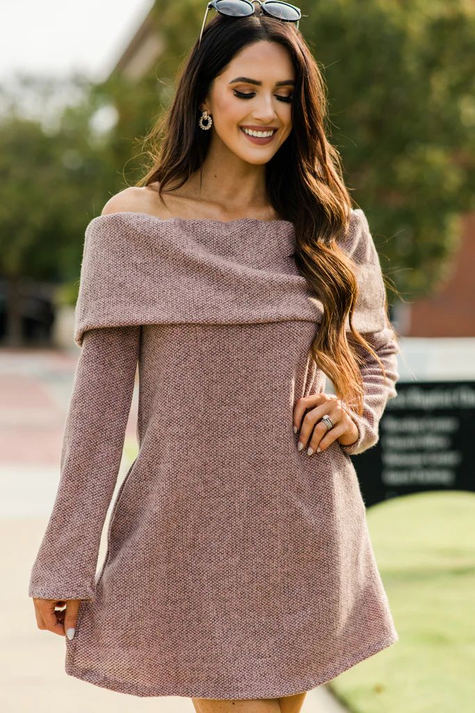Message Is Clear Mauve Pink Off Shoulder Sweater Dress | The Mint Julep Boutique