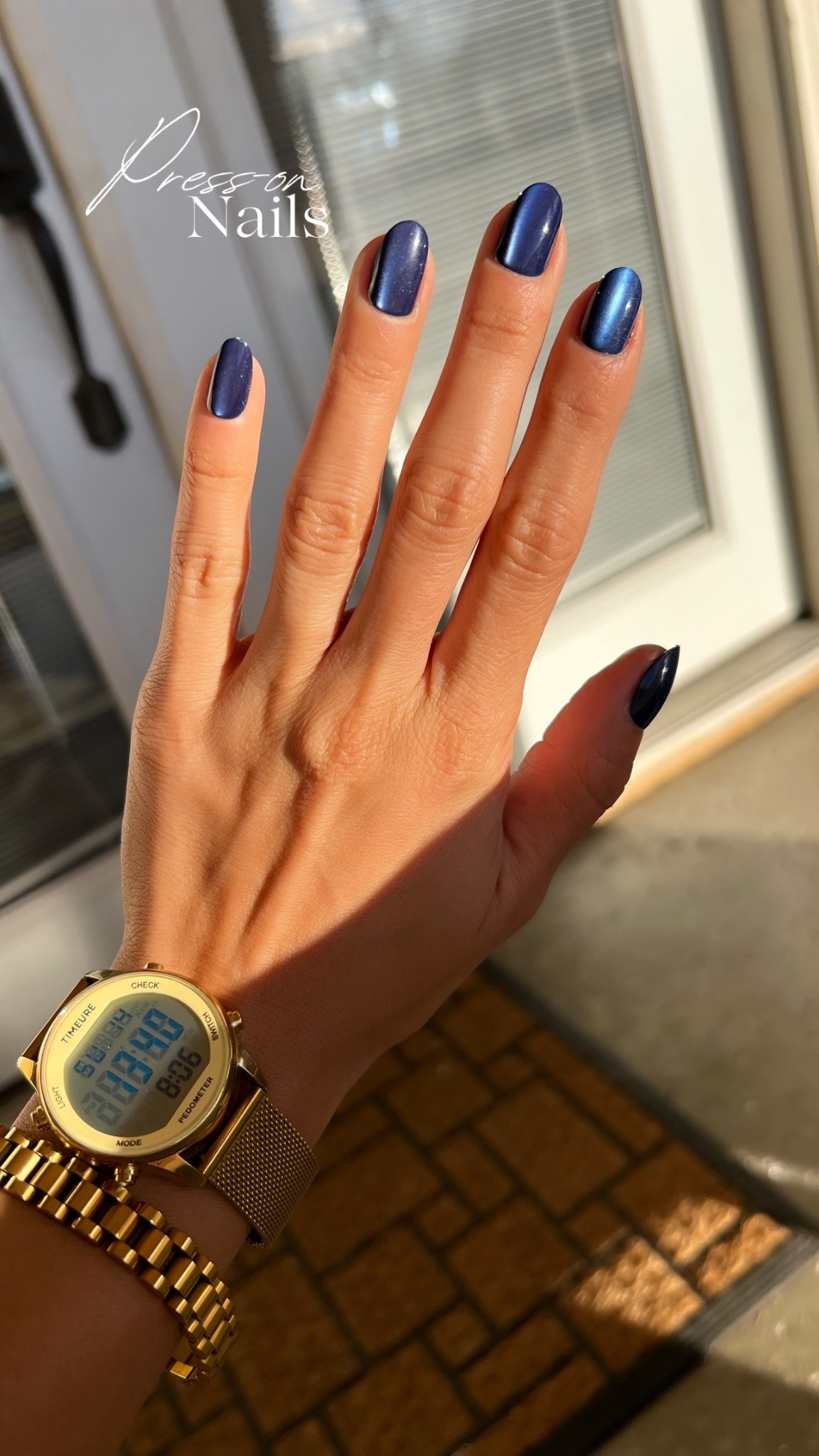 Press-on nails! Color is midnight velvet blue 

#LTKBeauty #LTKHoliday #LTKFindsUnder50