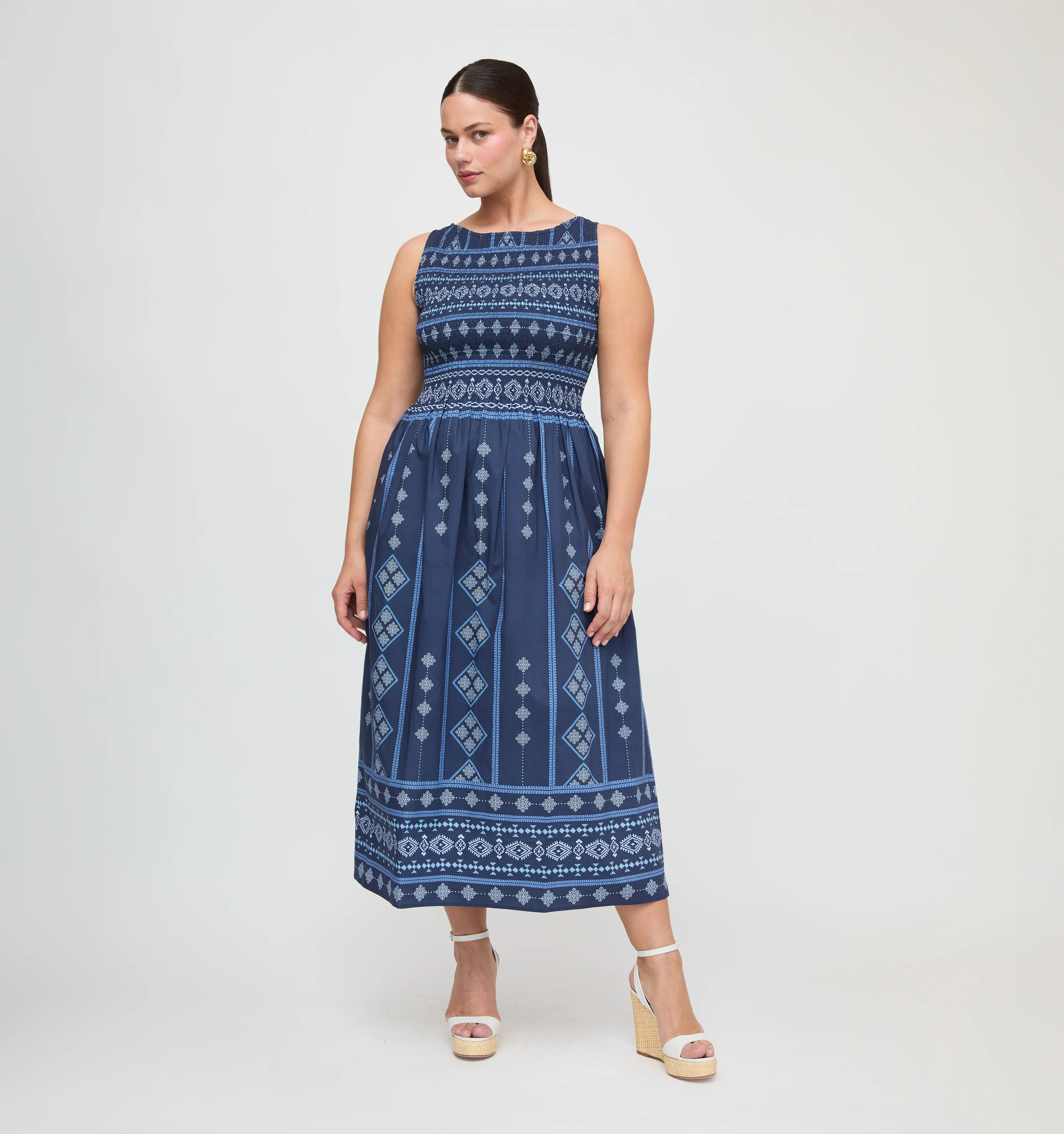 The Cosima Nap Dress - Navy Diamond Batik | Hill House Home US
