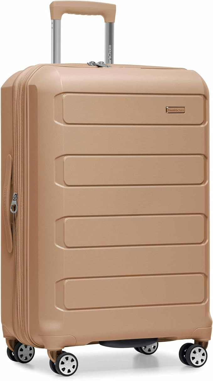 Traveler's Choice Pagosa Hardshell Expandable Luggage with Spinner Wheels, Latte Beige, 27-Inch M... | Amazon (US)